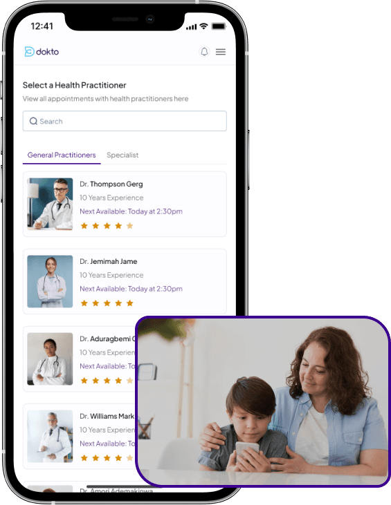 Phone showing virtual doctor appointment